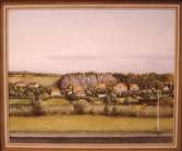 Landskapsvy över Mölndal.
En tavla målad av den naivistiske mölndalskonstnären Knut Berg.