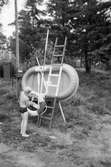 Livräddningsundervisning vid sjön Horsika i Mölndal, år 1984. 