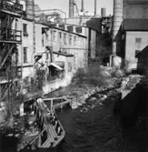 Mölndalsån, nedströms fallet.