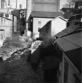 Mölndalsån, nedströms fallet.