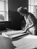 Sortering av papper.
Okänd kvinna.