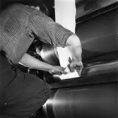 Säkerhetstjänst, glätt.
En man med på bilden.