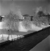 Mölndalsån vid ramverkstaden. Vinterbild.