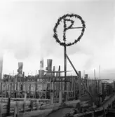 Byggnad N:o 6, tillbyggnad 1954. Taklagskrans.