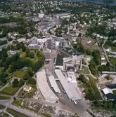 Flygfoto över Papyrus fabriksområde.