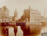 Telegrafhuset.
Från vänster på bilden syns den gamla träbron, Elverket, Församlingshuset, Nikolaikyrkan och Telegrafhuset.
