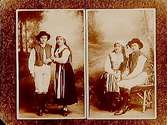 Två personer i folkdräkt.Adolf GustafssonTvå bilder på samma glasplåt.
