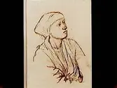 Krokiteckning.
Motiv: En kvinna.
Konstnär: Louis Bastin.
Örebro Läns Konstförening
