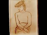 Teckning.
Motiv: sittande kvinna med hatt.
Konstnär: Bastin, 1939.
Örebro Läns Konstförening