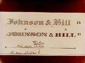 Johnson & Hill, Pappershandlare.
Namnskyltar.