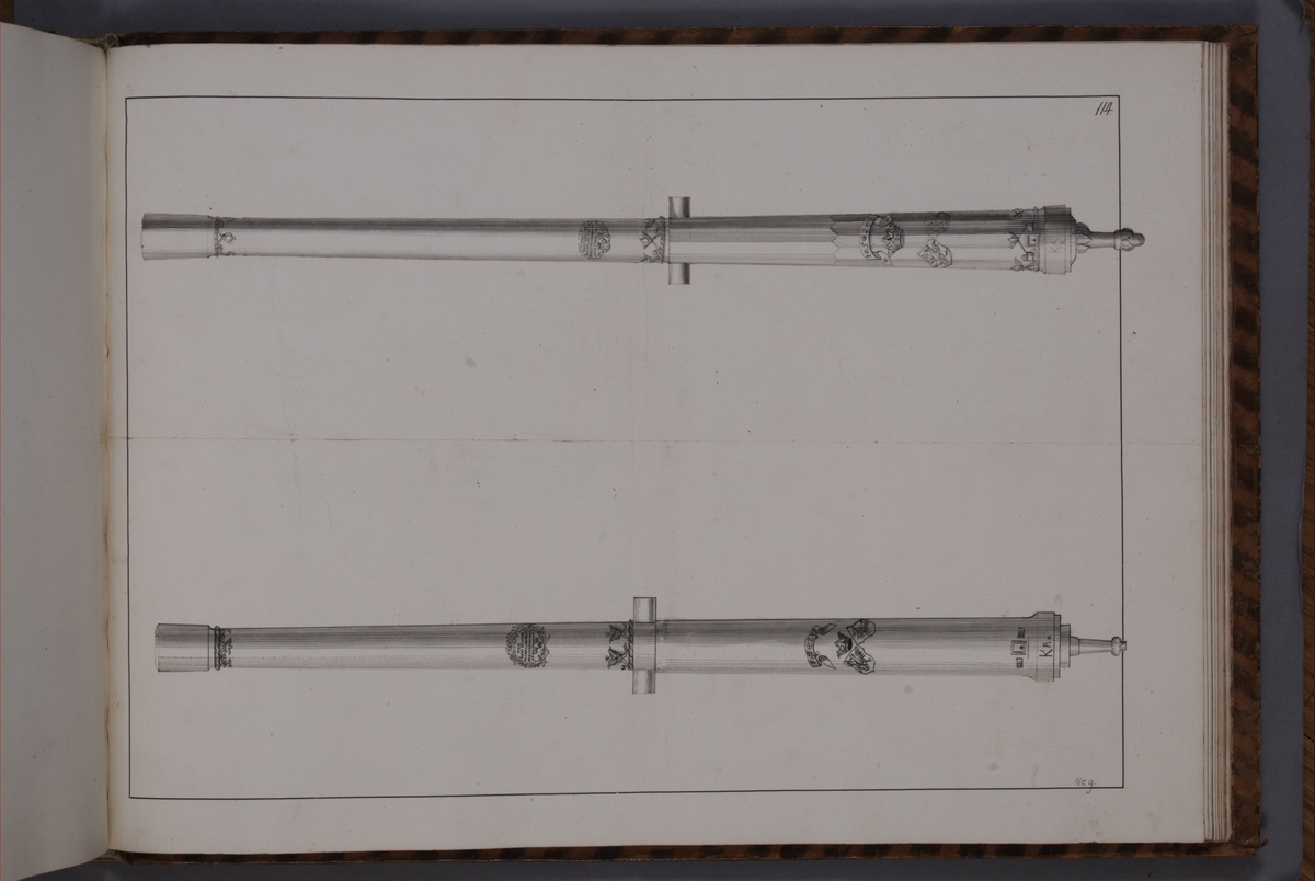 Kjell Hedberg, Imaging depicting fire pipes taken as trophies by the Swedish army in the Battle of Narva on 20 November 1700. Included in volume with depicted canon trophies taken in the years 1700-1702.