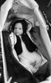 Babykläder, Engelsk lärare 6 april 1966

En baby ligger i en barnvagn och tittar. Den räcker ut tungan. Den är iklädd sparkdräkt, jacka och mössa. Vid huvudänden lligger ett gosedjur.










































































































or. Han går nedför en kort trappa utomhus.