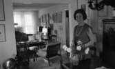 Fru Ring 15 januari 1966

Porträtt av medelålders kvinna som poserar i lägenhet med blandat äldre och nyare möblemang