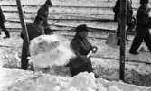 Hallsbergsskottarna 5 januari 1966

Män i arbetskläder skottar bort snö från järnvägsräls,  och skyfflar upp snö på järnvägsvagn