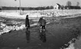 Snömodd och översvämning bland annat i Varberga 1 februari 1966

Kvinna och barn i vattensamling på vintrig gata