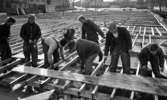 Utställningsområde har påbörjats 13 mars 1965

Byggnadsarbetare arbetar.