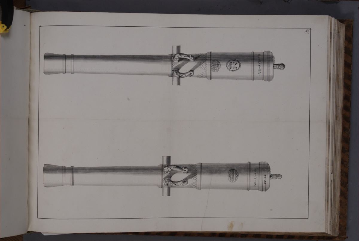 Kjell Hedberg, Avbildning föreställande eldrör återtagna som troféer av den svenska armén i slaget vid Narva den 20 november 1700. Ingår i volym med avbildade kanontroféer tagna åren 1700-1702.