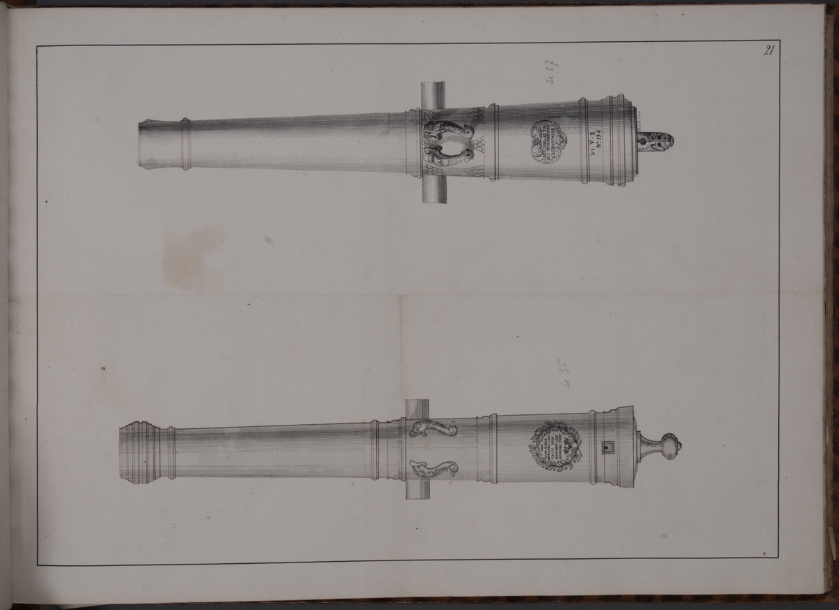 Kjell Hedberg, Avbildning föreställande eldrör tagna som troféer av den svenska armén i slaget vid Narva den 20 november 1700. Ingår i volym med avbildade kanontroféer tagna åren 1700-1702.