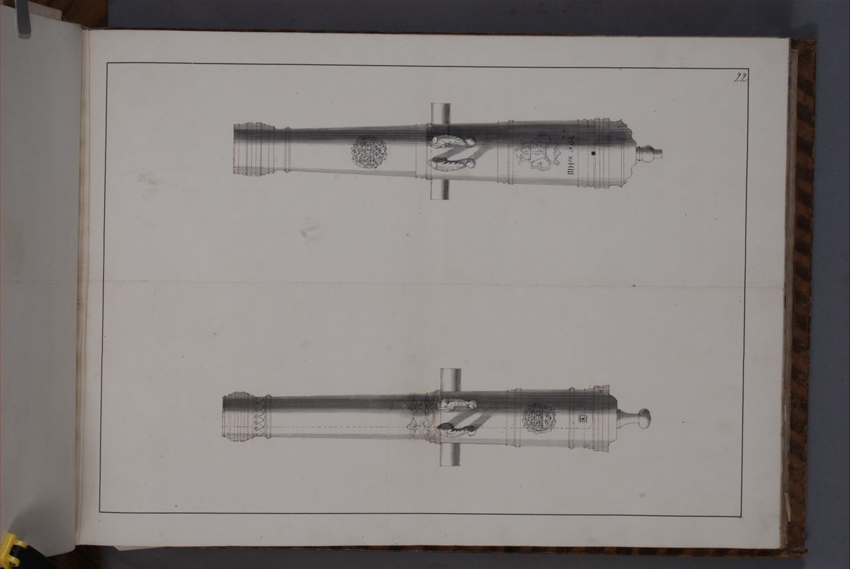 Kjell Hedberg, Avbildning föreställande eldrör tagna som troféer av den svenska armén i slaget vid Narva den 20 november 1700. Ingår i volym med avbildade kanontroféer tagna åren 1700-1702.