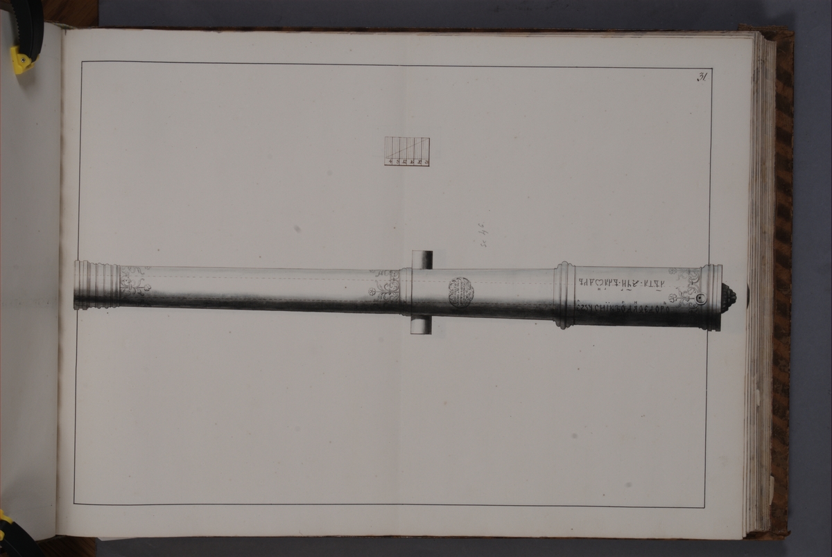 Kjell Hedberg, Avbildning föreställande eldrör taget som trofé av den svenska armén i slaget vid Narva den 20 november 1700. Ingår i volym med avbildade kanontroféer tagna åren 1700-1702.