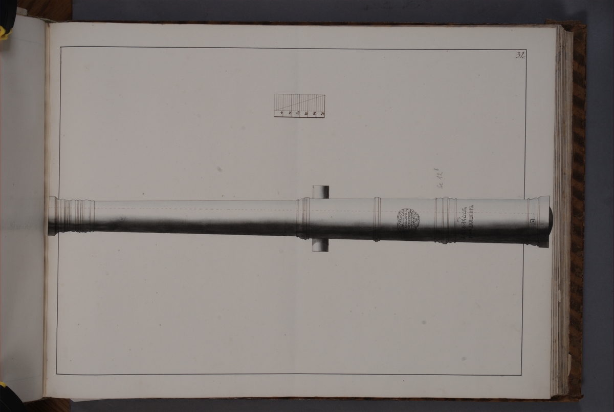 Kjell Hedberg, Avbildning föreställande eldrör taget som trofé av den svenska armén i slaget vid Narva den 20 november 1700. Ingår i volym med avbildade kanontroféer tagna åren 1700-1702.