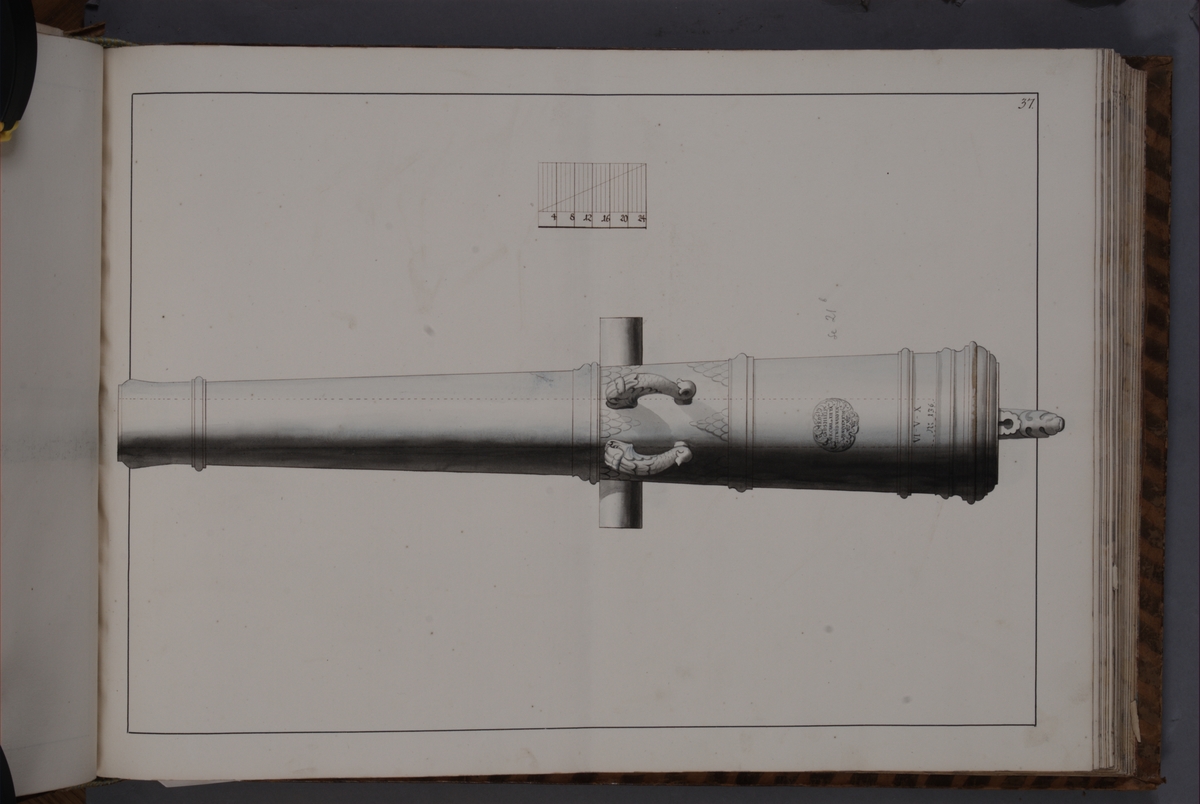 Kjell Hedberg, Imaging depicting fire pipes taken as trophy by the Swedish army in the Battle of Narva on 20 November 1700. Included in volume with depicted canon trophies taken in the years 1700-1702.