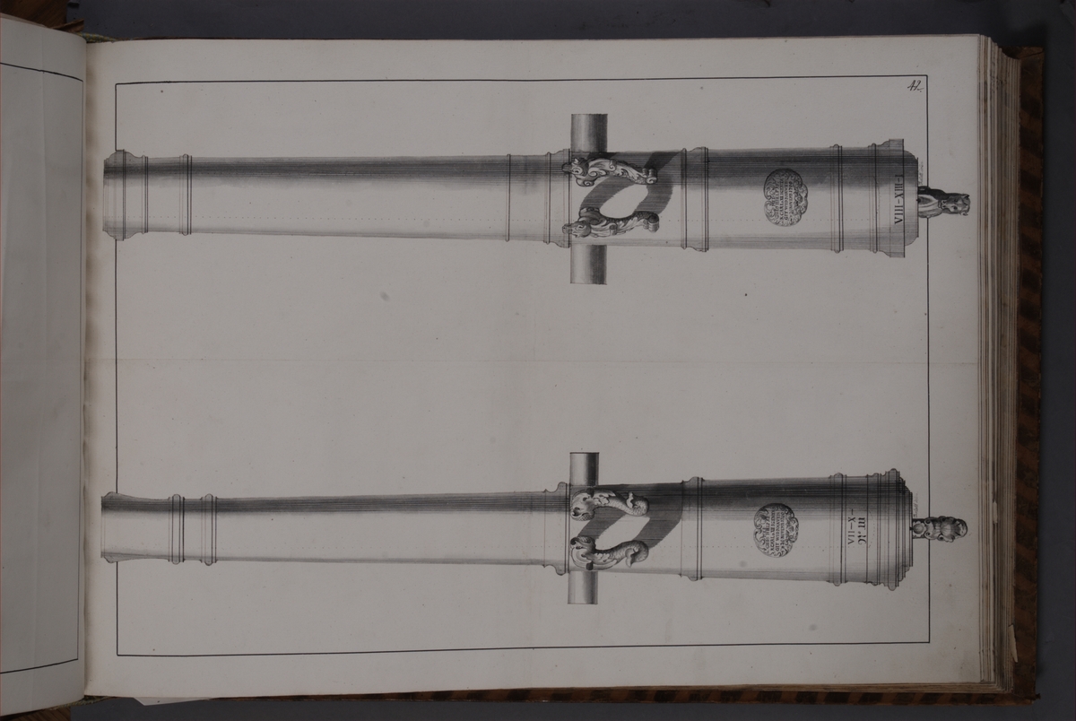 Kjell Hedberg, Avbildning föreställande eldrör återtagna som troféer av den svenska armén i slaget vid Narva den 20 november 1700. Ingår i volym med avbildade kanontroféer tagna åren 1700-1702.
