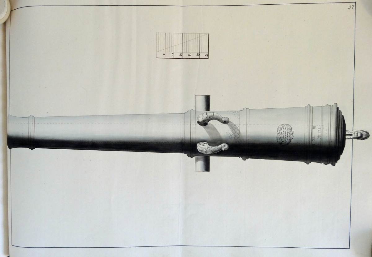 Kjell Hedberg, Avbildning föreställande eldrör återtaget som trofé av den svenska armén i slaget vid Narva den 20 november 1700. Ingår i volym med avbildade kanontroféer tagna åren 1700-1702.