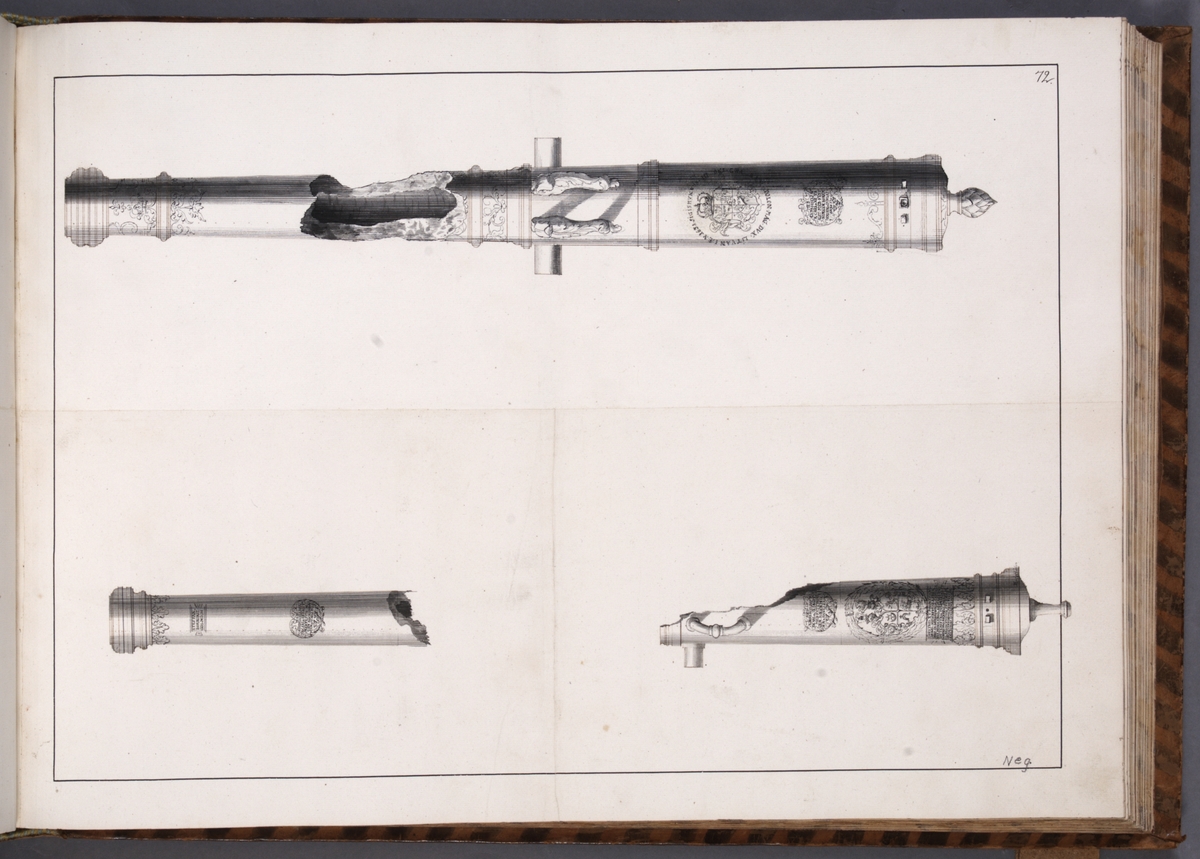 Kjell Hedberg, Imaging depicting fire pipes taken as trophies by the Swedish army with the fortress Kokenhusen 11 July 1701. Included in volume with depicted canon trophies taken in the years 1700-1702.