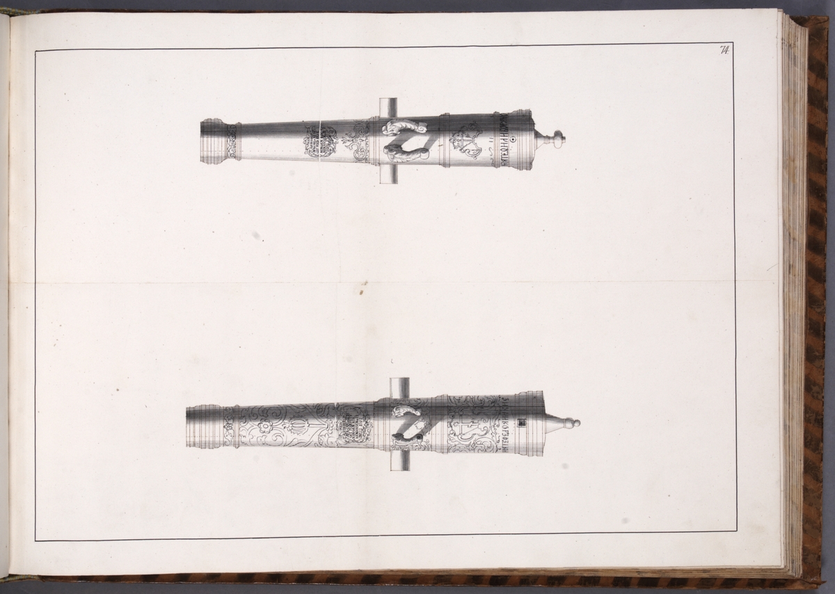 Kjell Hedberg, Avbildning föreställande eldrör tagna som troféer av den svenska armén med fästningen Kokenhusen 11 juli 1701. Ingår i volym med avbildade kanontroféer tagna åren 1700-1702.