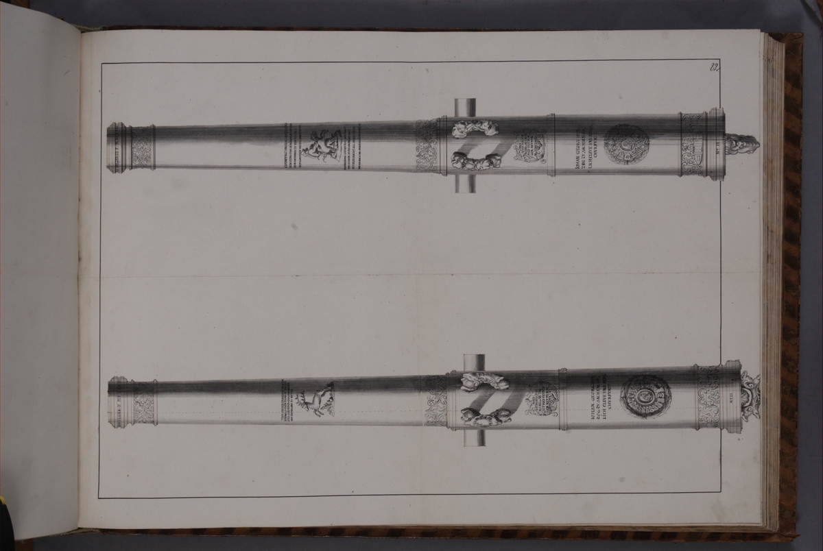 Kjell Hedberg, Avbildning föreställande eldrör tagna som troféer av den svenska armén med fästningen Neumünde den 11 december 1701. Ingår i volym med avbildade kanontroféer tagna åren 1700-1702.