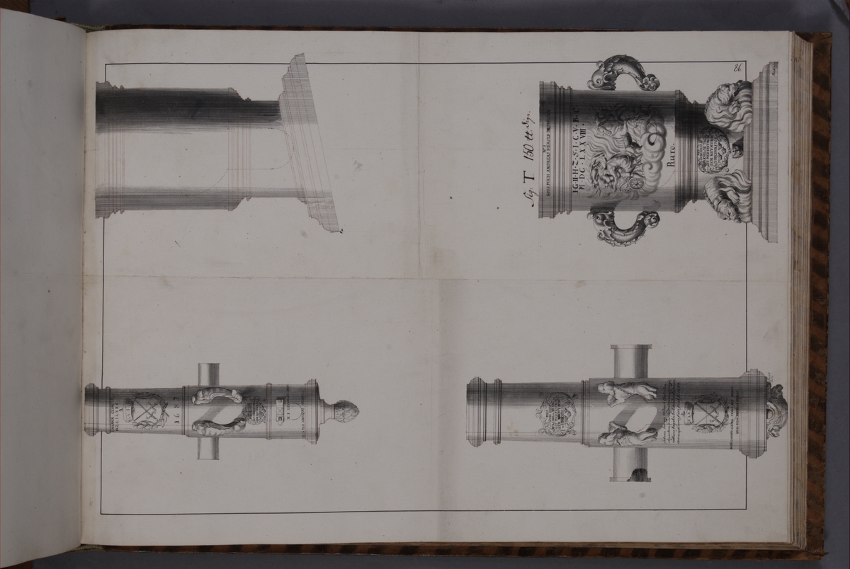 Kjell Hedberg, Avbildning föreställande eldrör tagna som troféer av den svenska armén med fästningen Neumünde den 11 december 1701. Ingår i volym med avbildade kanontroféer tagna åren 1700-1702.