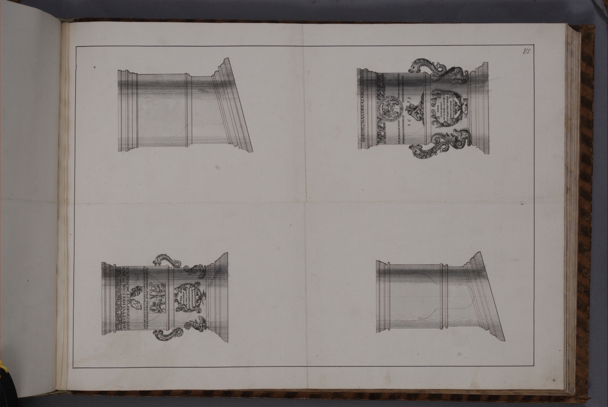 Kjell Hedberg, Avbildning föreställande eldrör tagna som troféer av den svenska armén med fästningen Neumünde den 11 december 1701. Ingår i volym med avbildade kanontroféer tagna åren 1700-1702.