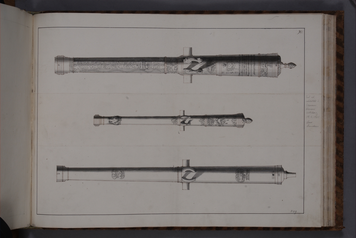 Kjell Hedberg, Avbildning föreställande eldrör tagna som troféer av den svenska armén utur Litauen den 8 juli 1702. Ingår i volym med avbildade kanontroféer tagna åren 1700-1702.