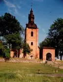 Askersunds Landskyrka, exteriör.
Bilden tagen för vykort.
(Kyrkokassan)