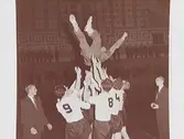 Handboll, Idrottshuset 1951.
 Nils Fahlström hissas efter serieseger och svenskt mästerskap.