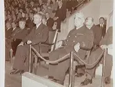Invigning av Örebro Idrottshus 1 sept. 1946.
 Kronprinsen med fru landshövding t.v. och t.h. landshövding Bror Hasselroth.
