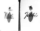 Teckning, reklam för Oscaria Skofabrik.
Nätti.
Jobbi.