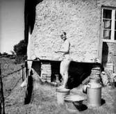 Diskning, en kvinna.