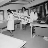 Konsum Domus, affärsinteriör, inredningsarbete inför öppnandet.