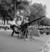 Grupp vid en kanon.
Lugano, Italien.