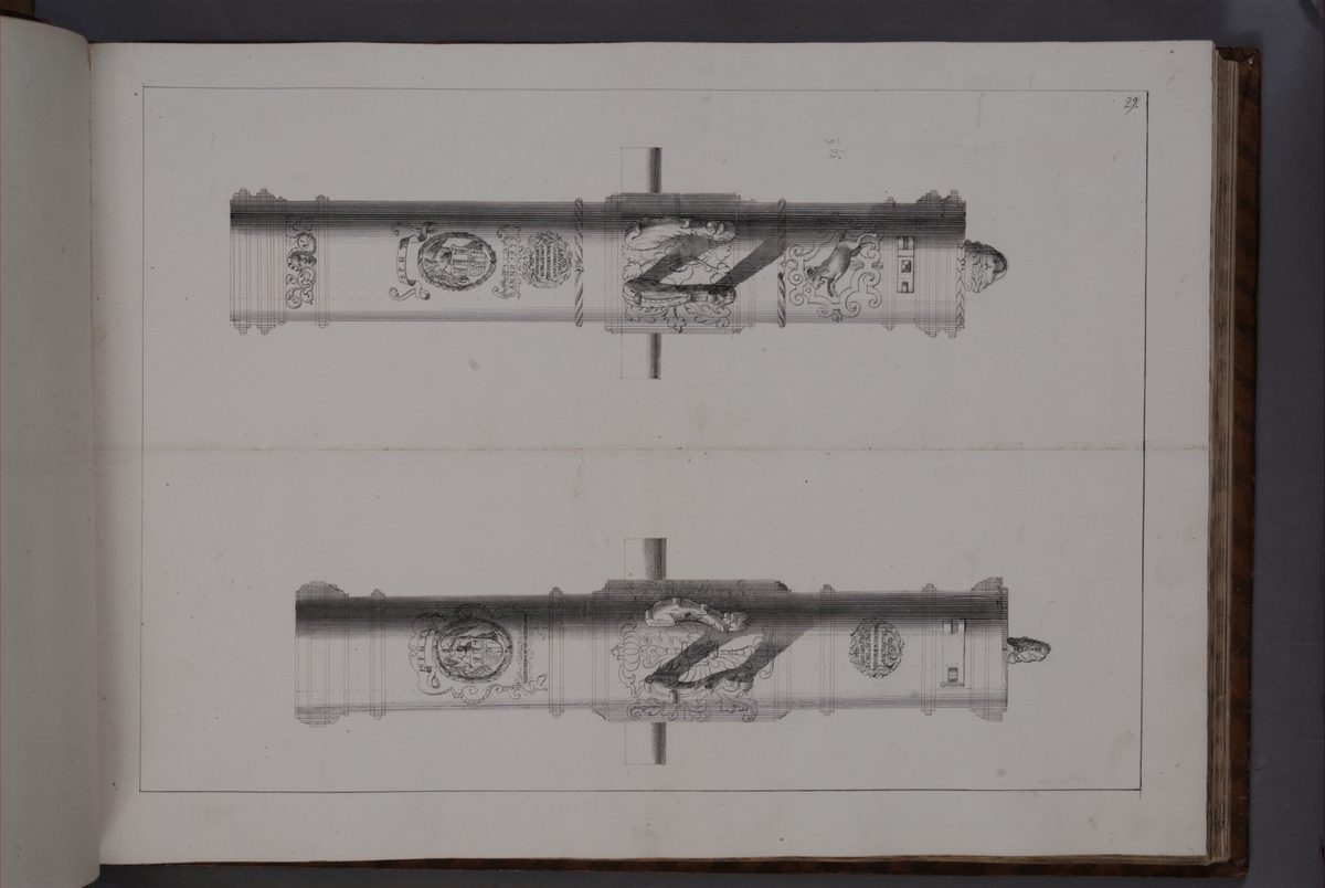 Kjell Hedberg, Imaging depicting fire pipes taken as trophies by the Swedish army with the Torn fortress on 4 October 1703. Included in volume with depicted canon trophies taken in the years 1703-1706.