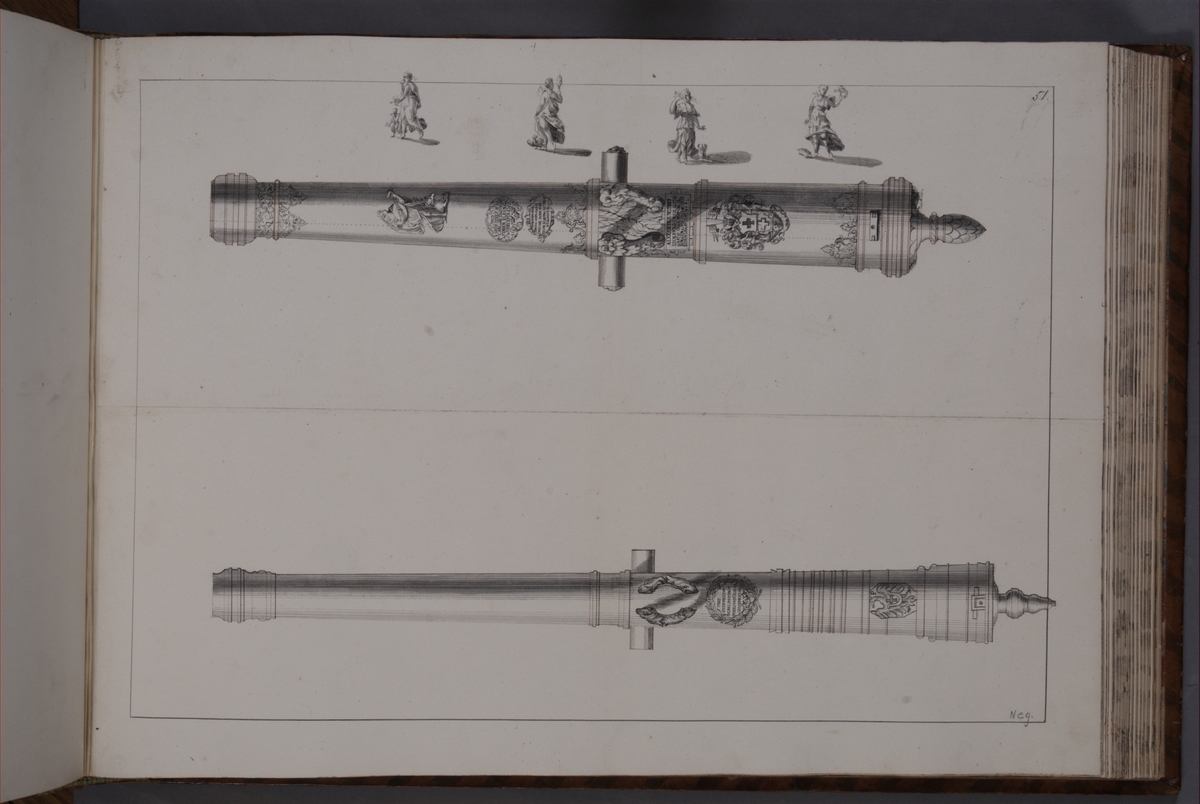 Kjell Hedberg, Avbildning föreställande eldrör tagna som troféer av den svenska armén med fästningen Elbingen den 3 december 1703. Ingår i volym med avbildade kanontroféer tagna åren 1703-1706.