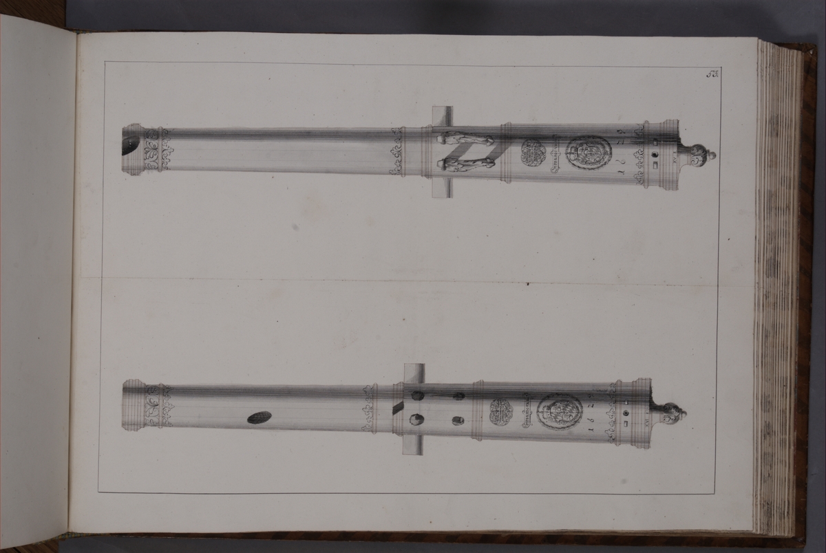 Kjell Hedberg, Avbildning föreställande eldrör tagna som troféer av den svenska armén med fästningen Elbingen den 3 december 1703. Ingår i volym med avbildade kanontroféer tagna åren 1703-1706.