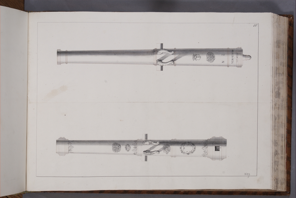 Kjell Hedberg, Avbildning föreställande eldrör tagna som troféer av den svenska armén med fästningen Elbingen den 3 december 1703. Ingår i volym med avbildade kanontroféer tagna åren 1703-1706.