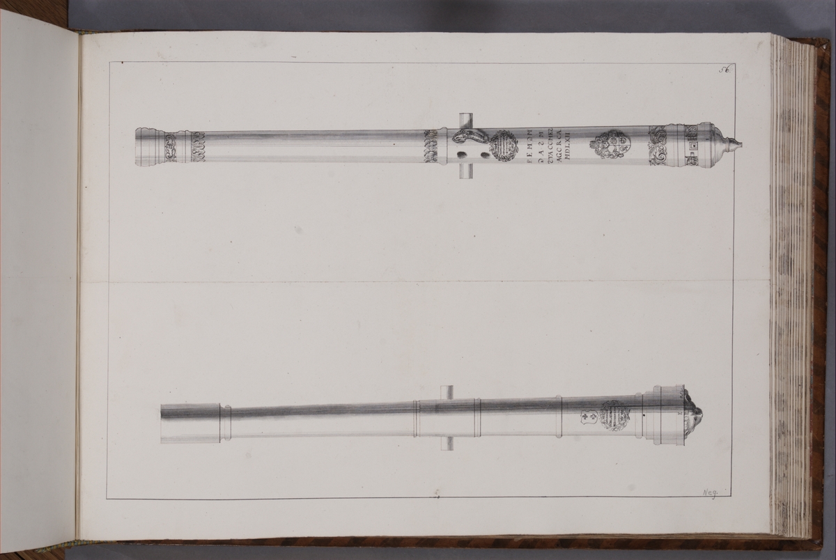 Kjell Hedberg, Avbildning föreställande eldrör tagna som troféer av den svenska armén med fästningen Elbingen den 3 december 1703. Ingår i volym med avbildade kanontroféer tagna åren 1703-1706.