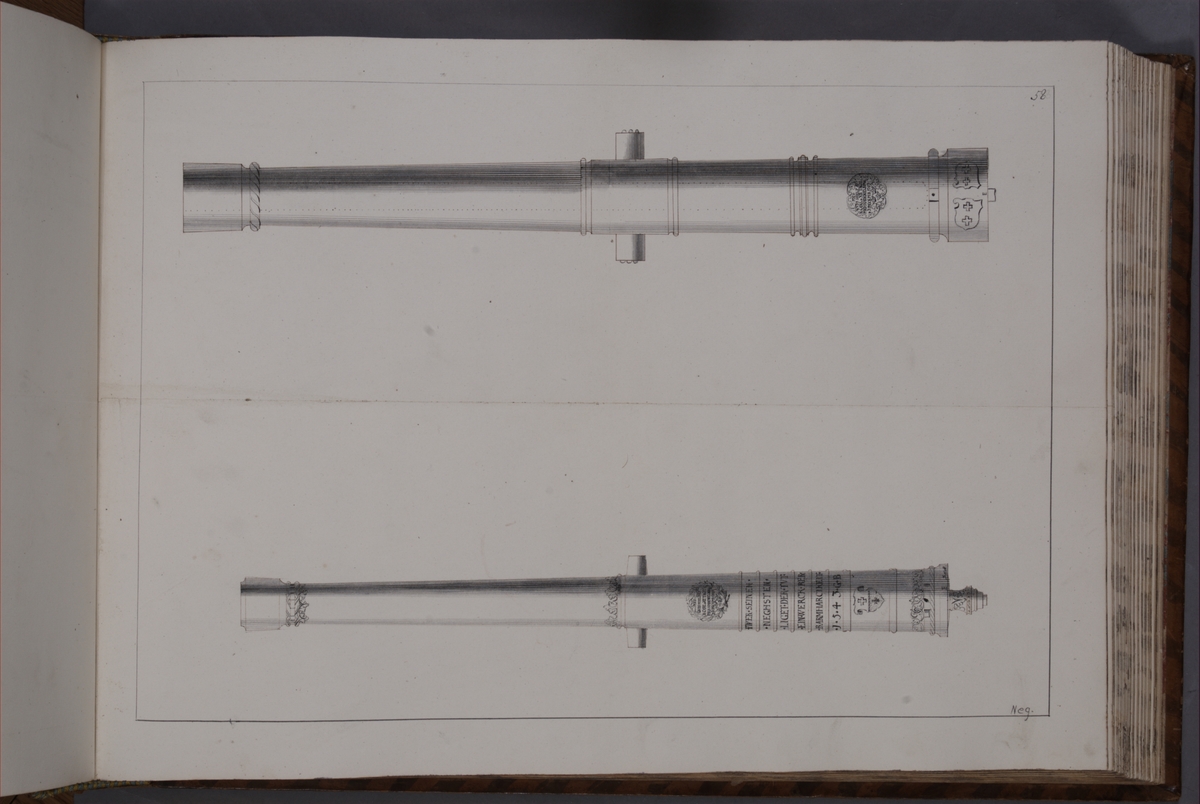 Kjell Hedberg, Avbildning föreställande eldrör tagna som troféer av den svenska armén med fästningen Elbingen den 3 december 1703. Ingår i volym med avbildade kanontroféer tagna åren 1703-1706.