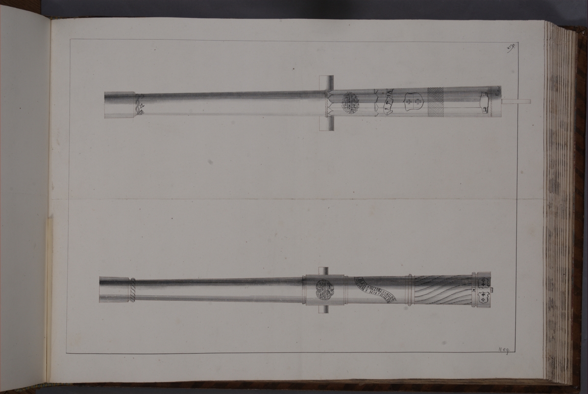 Kjell Hedberg, Imaging depicting fire pipes taken as trophies by the Swedish army with the fortress Elbingen on 3 December 1703. Included in volume with depicted canon trophies taken in the years 1703-1706.