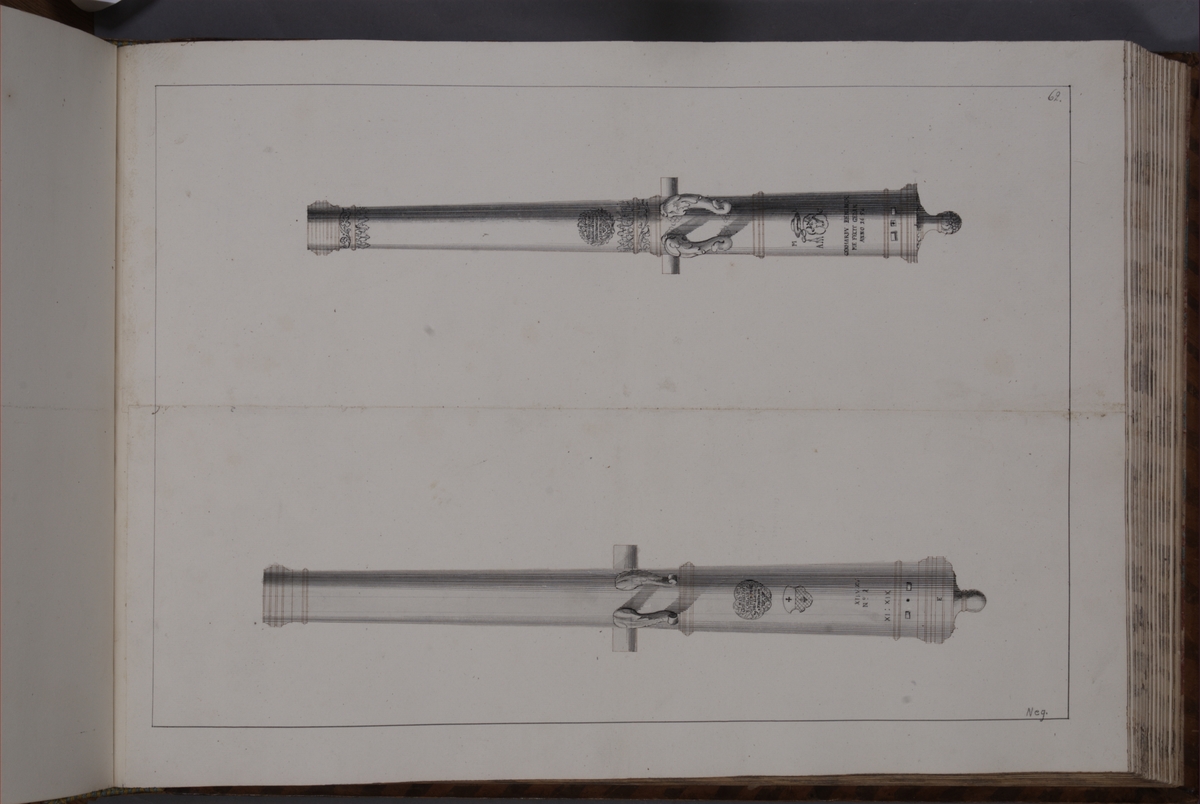 Kjell Hedberg, Avbildning föreställande eldrör tagna som troféer av den svenska armén med fästningen Elbingen den 3 december 1703. Ingår i volym med avbildade kanontroféer tagna åren 1703-1706.