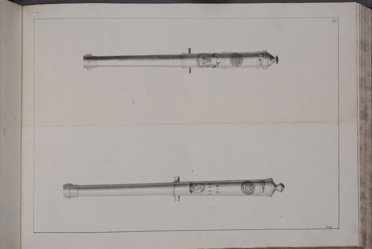 Kjell Hedberg, Avbildning föreställande eldrör tagna som troféer av den svenska armén med fästningen Elbingen den 3 december 1703. Ingår i volym med avbildade kanontroféer tagna åren 1703-1706.